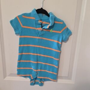 Blue and Orange Striped Polo Onesie